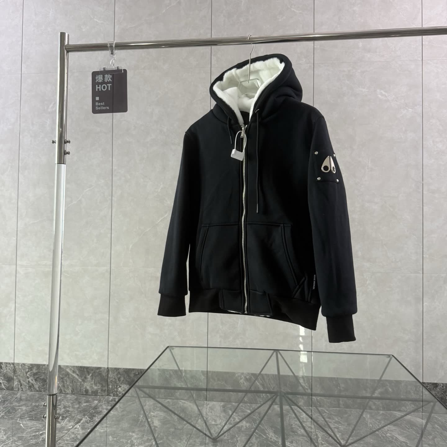 Moose Knuckles Shearling-Lined Zip Hoodie Moose Knuckles Shearling-Lined Zip Hoodie